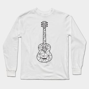 Black And White Low Poly Guitar Long Sleeve T-Shirt